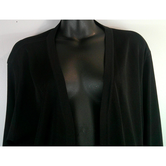 Marlis Black Open Cardigan Women's Large Thick, Rolled Sleeve - Picture 2 of 5